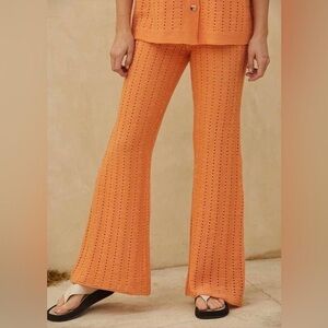 NWT By Together Anthropologie Orange Knit Flare Pants size Medium